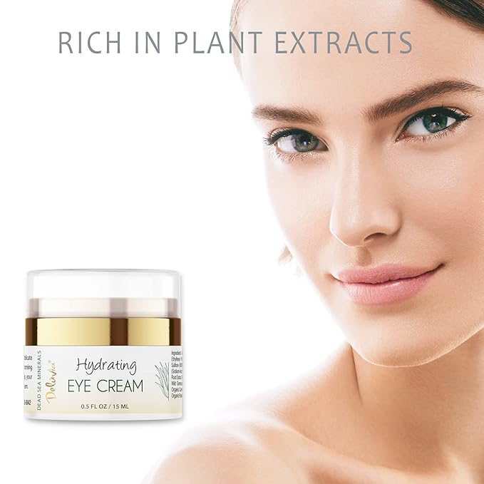 Deluvia Eye Cream Moisturizer, Under Eye and Around Eye Hydrating Eye Cream, Organic Aloe Vera, Vitamin E, Rosehip Seed Oil for Dry Skin and Wrinkles.(.5 Oz)-VivaGrace Women