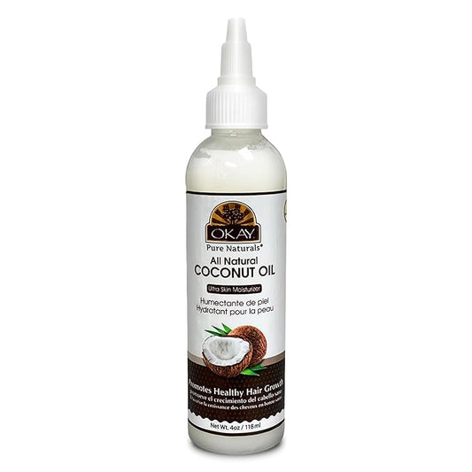 Okay 100% Pure Coconut Oil for Hair & Skin - Coconut Oil for Women & Men, Perfect for Hair & Body, for Massage & Moisturizer, Natural - 4 fl oz Squeeze Bottle (Pack of 1)-VivaGrace Women