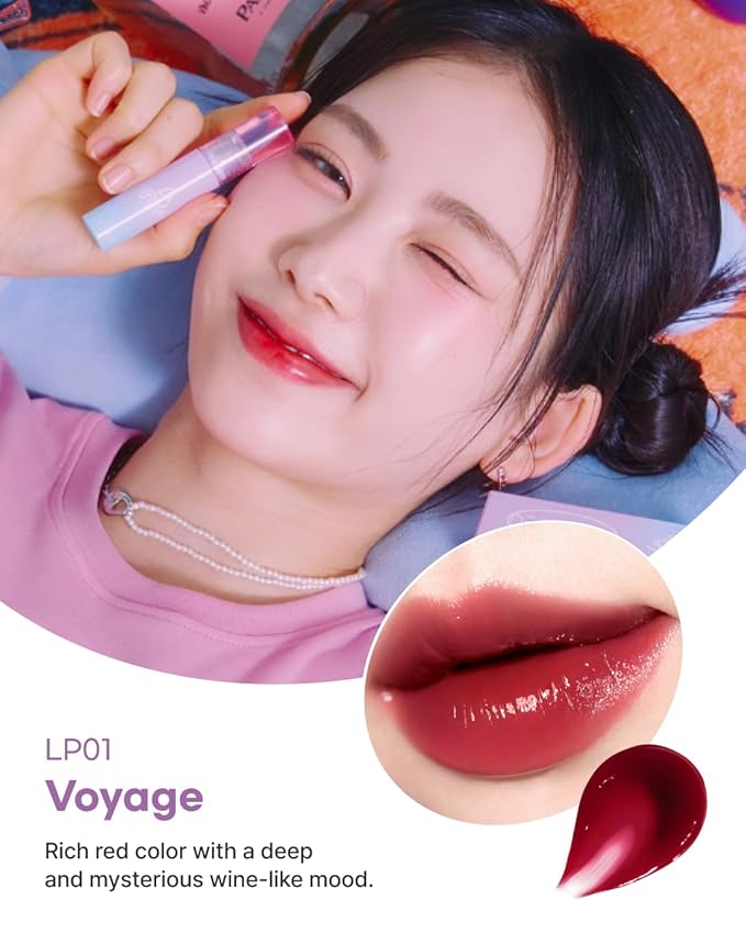 DEARMAY LA PISTE LIP TINT LP01 Voyage 0.14 oz. long lasting lip stain with glossy finish and lightweight texture, non sticky, hydrating formula with no flaking and glassy vivid tint, korean makeup-VivaGrace Women