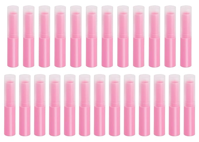 0.14oz Empty Flavored Lip Balm Container Tubes Plastic Homemade Moisturizing Lip Stick with Caps Bulk Fit for Women Adult DIY Making Supplies, 25 Count (Rose Pink)-VivaGrace Women