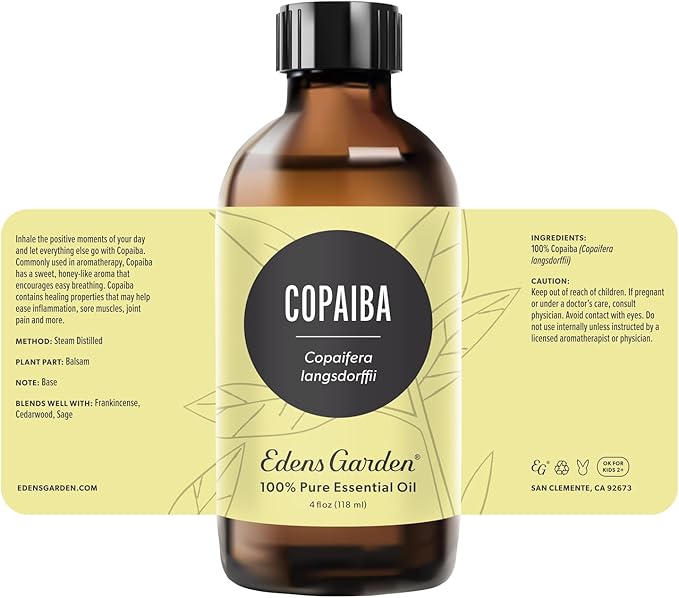 Edens Garden Copaiba Essential Oil- 100% Pure Premium Grade, Undiluted, Natural, Therapeutic, Aromatherapy, The Best for Diffuser Skin, Face, Hair 118 ml (4 fl oz)-VivaGrace Women
