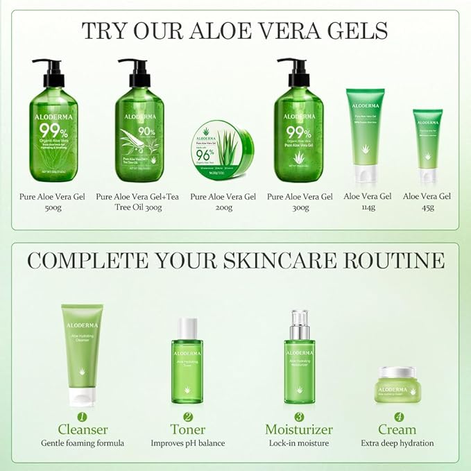 Aloderma Age-Defying Aloe Flower Essence Gel with 24K Gold Leaf, Made within 12 Hours of Harvest - Luxurious Aloe Gel with Allantoin & Hyaluronic Acid for a Shimmering, Youthful Complexion, 7oz 3-Pack