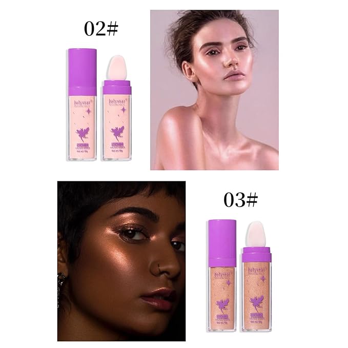 Highlighter Makeup Stick - Patting Powder, Body Glitter Fairy Dust Glitter Fairy Makeup Powder Stick Patting Powder Glitter Contour Blush Powder Face Brightens for Face Body Hair Makeup Kit - 3 Colors-VivaGrace Women