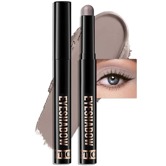 Eyeshadow Stick Gray Brown, Matte Cream Eye Shadow Stick Waterproof Neutral Nude Eyeliner Brightener Pencil Crayon Long-Lasting Eye Highlighter Makeup for Older Women Easy to Use High Pigmented-VivaGrace Women