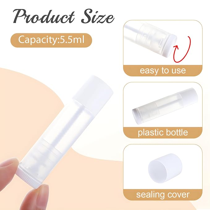 100 Pcs 5.5ml Bulk Empty Lip Balm Tubes Refillable Plastic Lip Gloss Container Travel Lipstick Tubes Chapstick Tubes Holder For DIY Homemade Lip Balm (clear)-VivaGrace Women