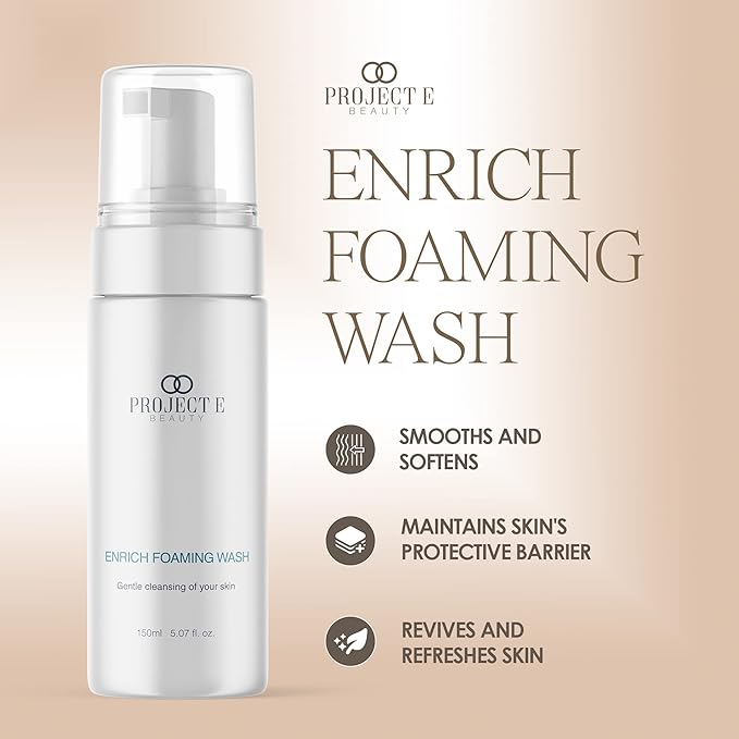 Project E Beauty Enrich Foaming Wash Gentle Cleansing | Moisturizing Daily Face Cleanser | Removes Dirt & Excess Oil | Brightens Skin | Hydrating Formulation | Clear & Smooth Skin | 150ml-VivaGrace Women
