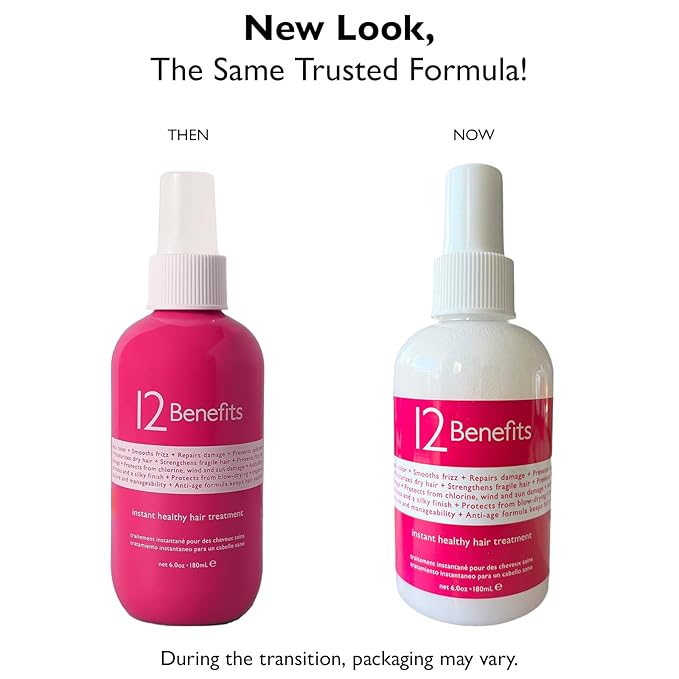 12 Benefits Leave-In Conditioner Spray – Instant Healthy Hair Treatment, Anti-Frizz, Detangles, Strengthens & Repairs, Heat Protection with Quaternium 39 & Silk Fibre Protein, 6 Fl Oz-VivaGrace Women
