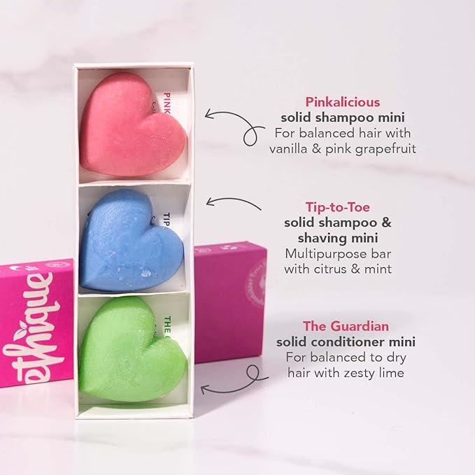 Ethique Discovery Pack for Balanced Hair - Shampoo & Conditioner - Plastic-Free, Vegan, Cruelty-Free, Eco-Friendly, 3 Travel Bars, 1.59 oz (Pack of 1)-VivaGrace Women