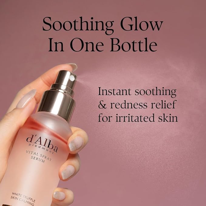 d'alba Piedmont Italian White Truffle Vital Spray Serum, Vegan Skin Care, Calming and Hydrating Facial Mist for Red and Sensitive Skin, Glow Serum, Surfactant Free, All in One, Korean Skin Care-VivaGrace Women