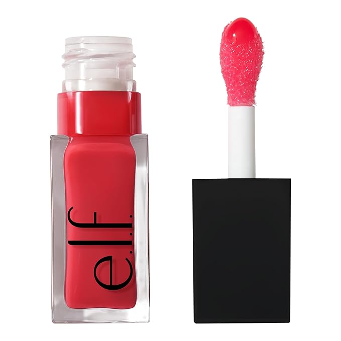 e.l.f. Glow Reviver Lip Oil, Nourishing Tinted Lip Oil For A High-shine Finish, Infused With Jojoba Oil, Vegan & Cruelty-free, Red Delicious-VivaGrace Women