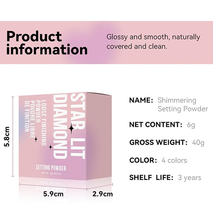 Loose Face Powder Setting Powder, Shimmer Glitter Loose Powder, Matte Finishing Powder Shine, Waterproof, Oil Control, Lightweight Face Powder Makeup for All Skin Tones (Dark Brown Shimmer)-VivaGrace Women
