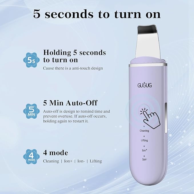 GUGUG Skin Scrubber Face Spatula Skin Spatula Pore Cleaner Blackhead Remover Tools for Facial Deep Cleansing-4 Modes, Purple-VivaGrace Women