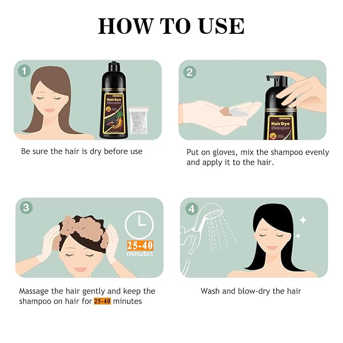 Chestnut Brown Hair Dye Shampoo 3 in 1, Long-lasting & Natual Hair Color Shampoo, Herbal Ingredients Natural Shampoo Hair Dye Effect in Minutes, Gifts for Men Women 500ml-VivaGrace Women