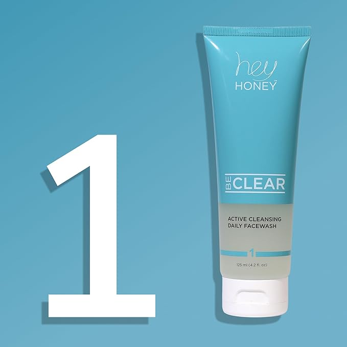 Hey Honey Skincare Be Clear 3-Step Acne Clearing Kit |Clear Face Wash, Deep Pores Cleansing, Overnight Treatment | with Propolis & Honey | Clear Blemish Skin Purifying Formulas | 3-Piece Kit-VivaGrace Women