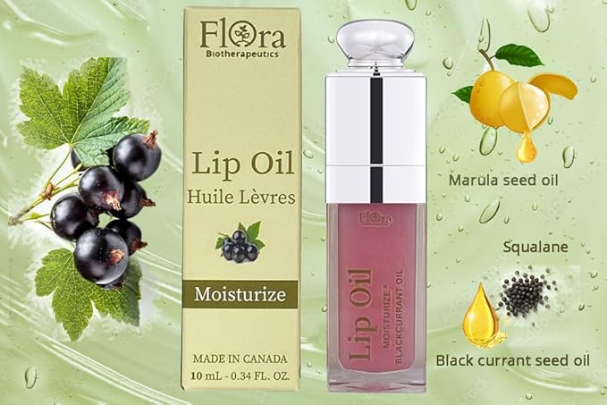 FLORA BLACK CURRANT LIP OIL | ORGANIC, PLANT-BASED | MOISTURIZE | 10 ML | MADE IN CANADA-VivaGrace Women