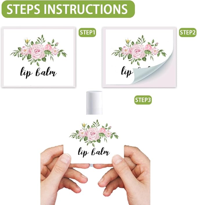 OLYCRAFT 100Pcs 4 Styles Flower Lip Balm Labels Stickers 2.1x1.7 inch Self-Adhesive Favor Lip Balms Flower Stickers with Handmade Words for Lipstick Wrapping Decorations Birthday Party Supplies-VivaGrace Women