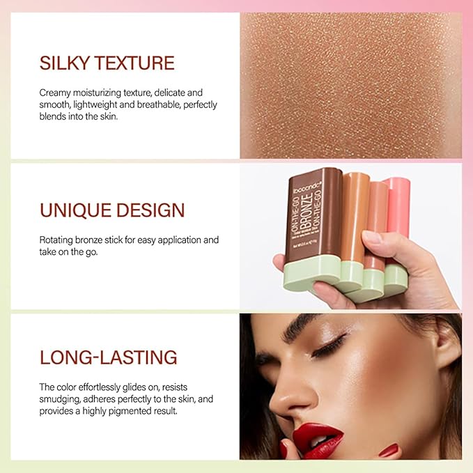 Multi-Use Makeup Blush Stick, Tinted Solid Moisturizer On-the-Go Blush, Multi-use Cream Blush Stick for Cheek & Eyes & Lips, Waterproof Natural Nude Makeup for All Skin (4# Beach Glow)-VivaGrace Women