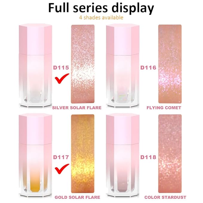 evpct Light Liquid Face Highlighter Makeup Waterproof Long Lasting Pearl White Gold Glimmer Glow Sparkly Glitter Body Shimmer Oil Liquid Luminizer Stick Highlight Illuminator for Face Body Cheeks Eye-VivaGrace Women