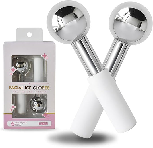 Ice Globes for Face & Eyes, Unbreakable Stainless Steel Cryo Massagers for Skincare Routines, Multifunctional Cold Roller Cooling Globes for Puffiness, Sagging Skin, Fine Lines, and Facial Relaxation-VivaGrace Women