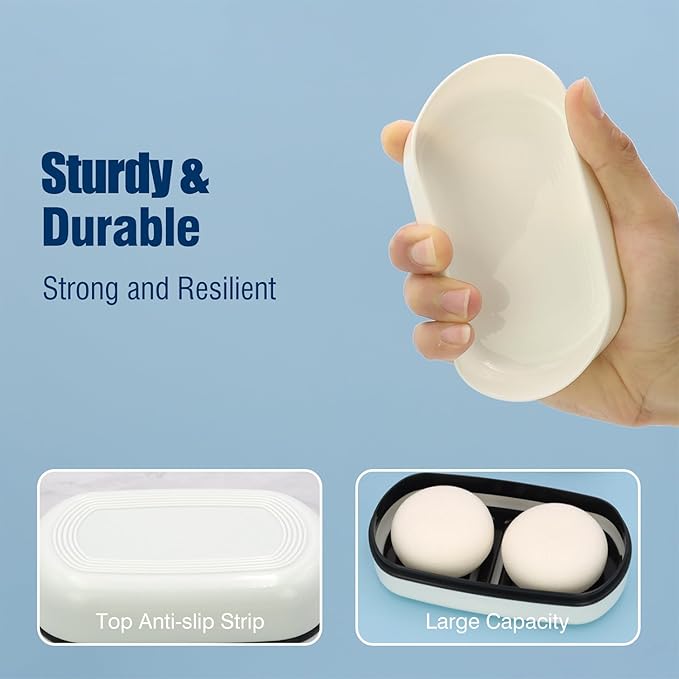 Shampoo Bar Holder Travel Case, Large Soap Holder for 5 oz/10 oz Oversized Bars, Durable & Versatile Storage Soap Container with Drainage Layer (1 Pack, White Style A-Large)-VivaGrace Women