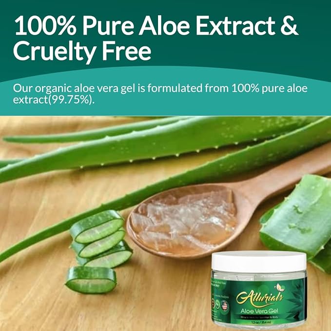 100% Pure & Organic Aloe Vera Gel, Clinically tested & Dermatologist approved, Hydrates & Heals Dry & Damaged Skin & Hair- 12 Oz-VivaGrace Women
