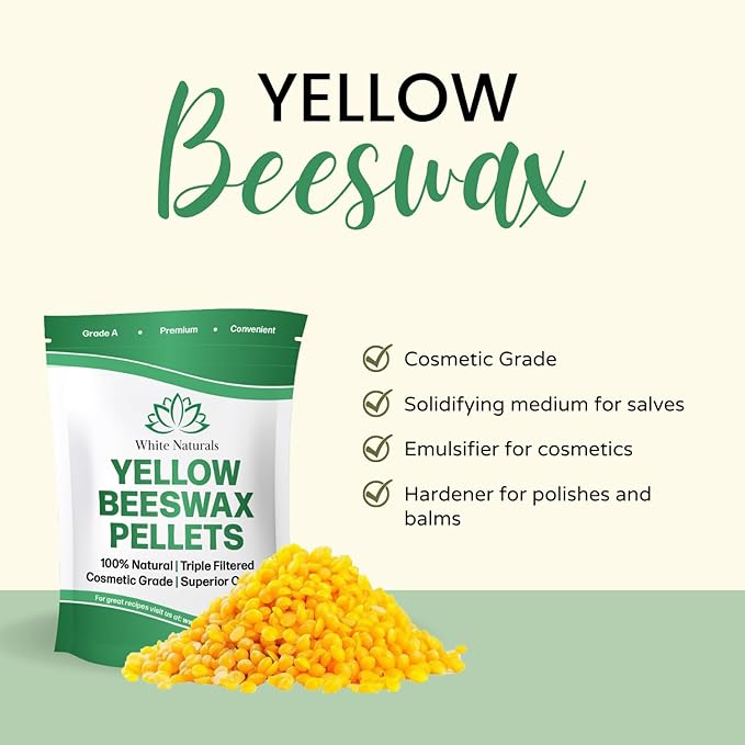 Yellow Beeswax Pellets 5lb, 100% Pure, Natural, Cosmetic Grade, Organic, Bees Wax Pastilles, Triple Filtered, Great For Candle Making, Soaps, Food Wraps, DIY Lip Balms, Sunscreen By White Naturals-VivaGrace Women