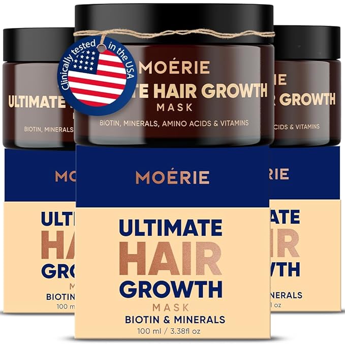 Moerie Hair Growth & Repair Mask - Restorative, Vegan-Friendly Treatment for Longer, Thicker, Fuller Hair - 100ml, 3 pack-VivaGrace Women