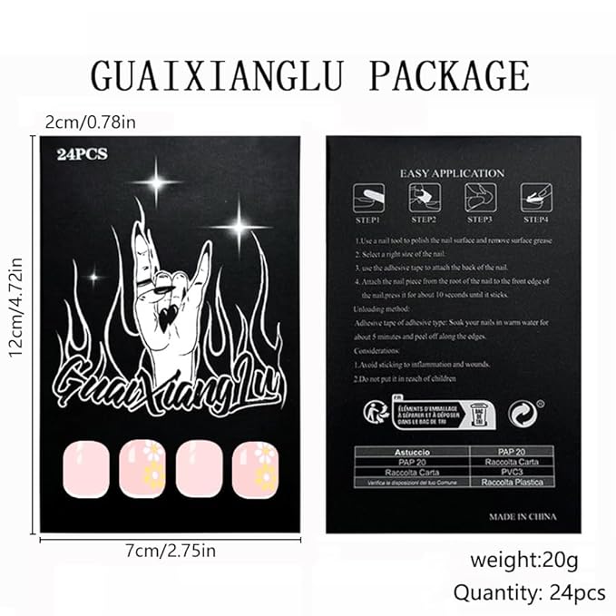24Pcs Short Press on Nails White French Tip Fake Nails Spring Summer Flower False Nails for Women Nude Pink Glue on Nails Full Cover Reusable Stick on Nails Cute Square Nails Press ons