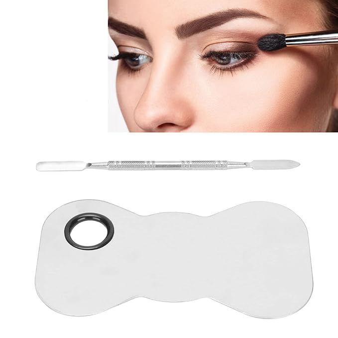 Cosmetic Makeup Palette Spatula, Mixing Bow Shape Stainless Steel Makeup Palette for Cosmetic Blend-VivaGrace Women