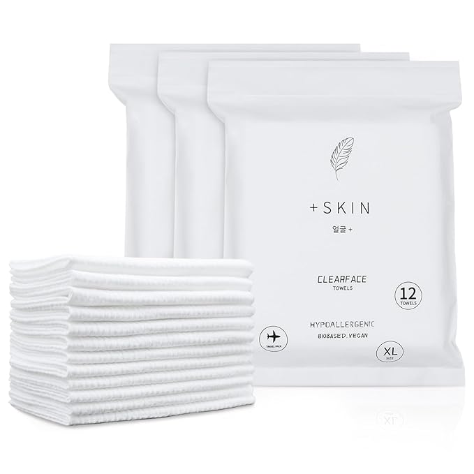 ClearFace Sensitive Skin Face Towels – Biobased Makeup Remover and Dry Wipes, Compact Travel Pack