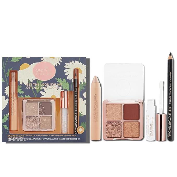 Rachel Couture Get the Look Eye & Lip Makeup Kit with Eyeshadow Palette, Eyeliner Pencil, & Eyelid Primer | Infused with Daisy Extract | Vegan & Cruelty-Free-VivaGrace Women