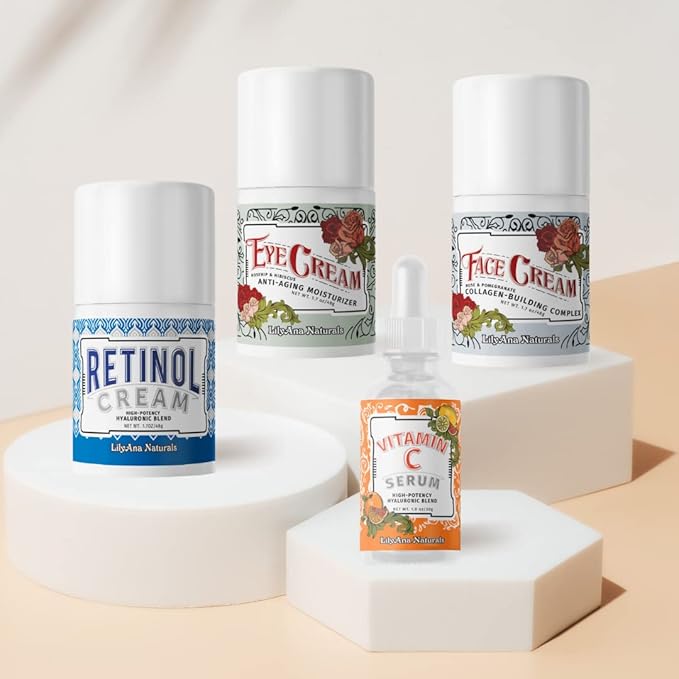 LilyAna Naturals Skincare Gift Set - Retinol Cream, Vitamin C Serum, Eye Cream and Face Cream Moisturizer - Anti Aging Skin Care Sets for Women-VivaGrace Women