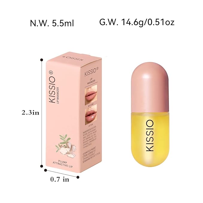 KISSIO Lip Plumper,Natural Lip Plumper for Day Use,Lip Plumping Gloss Make Lips Fuller and Moisturizing 5.5ml-VivaGrace Women