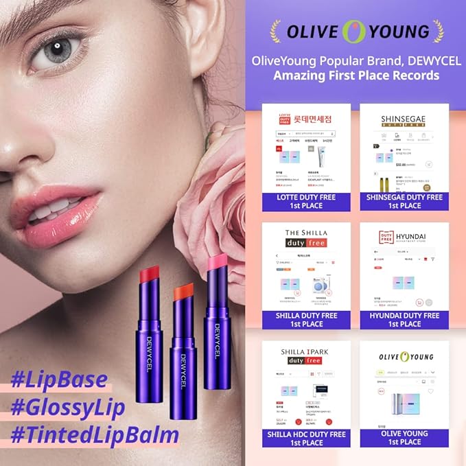 DEWYCEL TINTOURING BALM | #4 PURE RED | Non-Sticky Moisturizing & Hydrating Tinted Lip Balm for Chapped Lips | Natural Color Lip Glow Balm-VivaGrace Women
