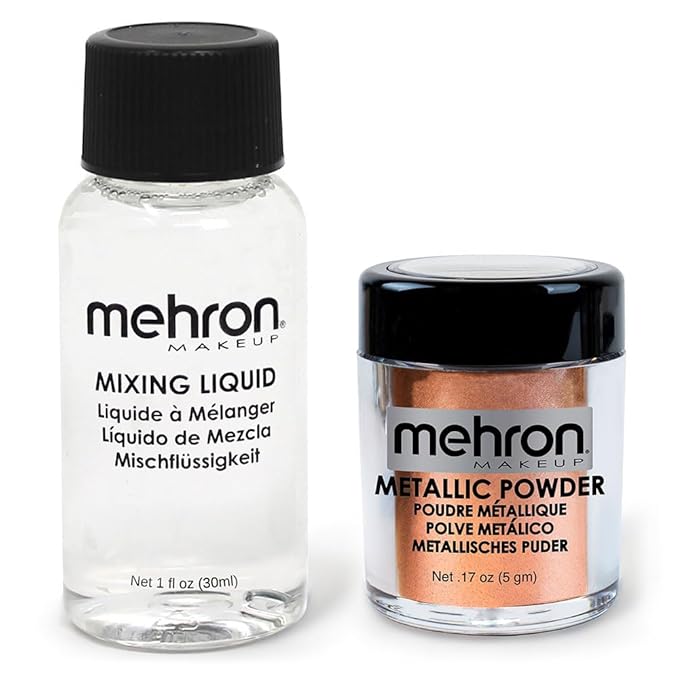 Mehron Makeup Metallic Powder (.17 oz) with Mixing Liquid (1 oz) (COPPER)-VivaGrace Women