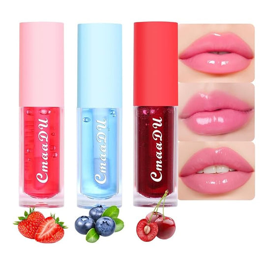 BINGBRUSH 3 Pcs Fruity Color Changing Lip Gloss for Girls, Pink Magic Mood Lip Oil Tinted, Temperature Color Change Lip Stain Lip Balm, Longlasting Lips Will Not Dry Out-VivaGrace Women