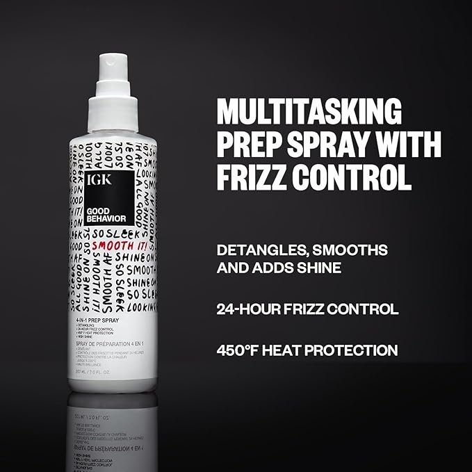 IGK GOOD BEHAVIOR Smoothing Frizz Fighters Set | 4-in-1 Prep Spray + Spirulina Protein Smoothing Spray | Frizz Control + Heat Protectant | Vegan + Cruelty Free-VivaGrace Women