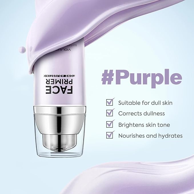 VIOLA HOUSE Face Primer, Tone Adjust Primer For Face Before Makeup-Refined, Bright And Smooth The Skin And Fills Fine Lines (Lavender Purple)-VivaGrace Women