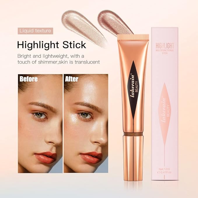 Liquid Highlighter Beauty Stick, Highlighter Makeup, Highlighter Wand,Liquid Beauty Stick With Cushion Applicator For Highlighter, Natural Matte FinIsh Makeup For Women(04#)-VivaGrace Women