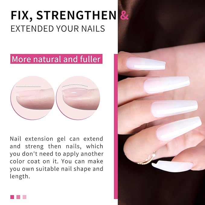 Salon-Grade Builder Gel(Milky White+ Wooly Beige)- Hypoallergenic Strong Base Coat | Long-Lasting Adhesion (30+ Days) for Professional Nails Gift for Women