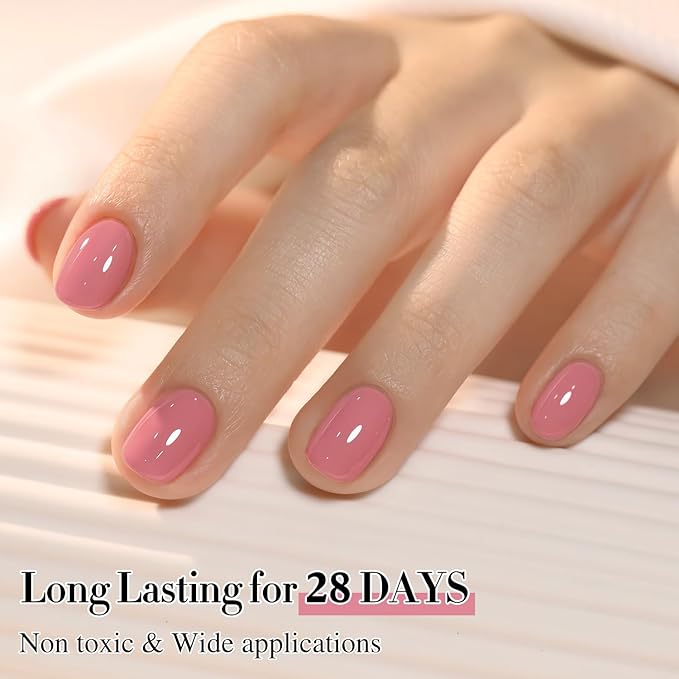 Double Rhythm 0.50 OZ Gel Polish Hema Free Same Color Same Bottle Golden Round Translucent Neutral Natural Milky 15 ML Jelly UV Polish Art DIY at Home (Coral Pink-C1517)