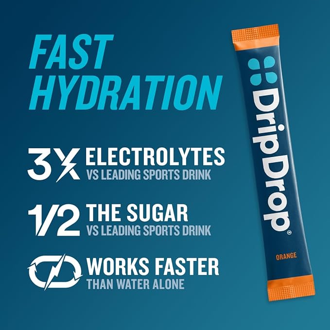 DripDrop Hydration Packets - Orange - Single Serve Electrolytes Powder Drink Mix - Non-GMO, Gluten Free, Vegan - 32 Sticks-VivaGrace Women