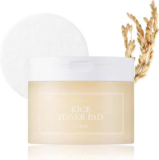 I'm from Rice Toner Pads 140ml, 60 Sheets, Triple-Layered Pads, Rice Extract from Korea, for Dry and Rough Skin-VivaGrace Women