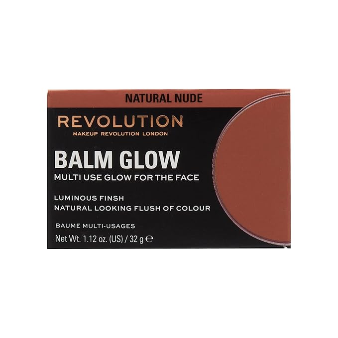 Revolution, Balm Glow, Multi-Use Balm for Cheeks, Eyes & Lips, Buildable Formula, Dewy Finish, Natural Nude, 1.12 Oz.-VivaGrace Women