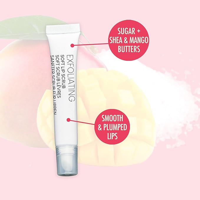 L'Action Paris Exfoliating Soft Lip Scrub, Smooth and Plumped Lips, Sugar Crystals for Gentle Exfoliation, Slanted Applicator, Soothing Shea and Mango Butter Formula 12ml-VivaGrace Women