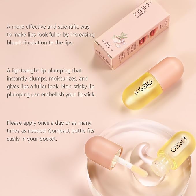 KISSIO Lip Plumper,Natural Lip Plumper for Day Use,Lip Plumping Gloss Make Lips Fuller and Moisturizing 5.5ml-VivaGrace Women