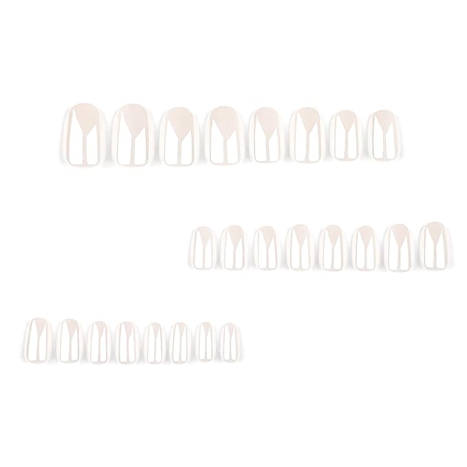 Chrome White Press On Nails Short Ovale 24 Pcs, Pearl Designer Reusable Acrylic Fake Nails with Glue, Glossy Soft Gel Nails Wedding and Party, Stick On Glue On Nails, Nails for Women Gift