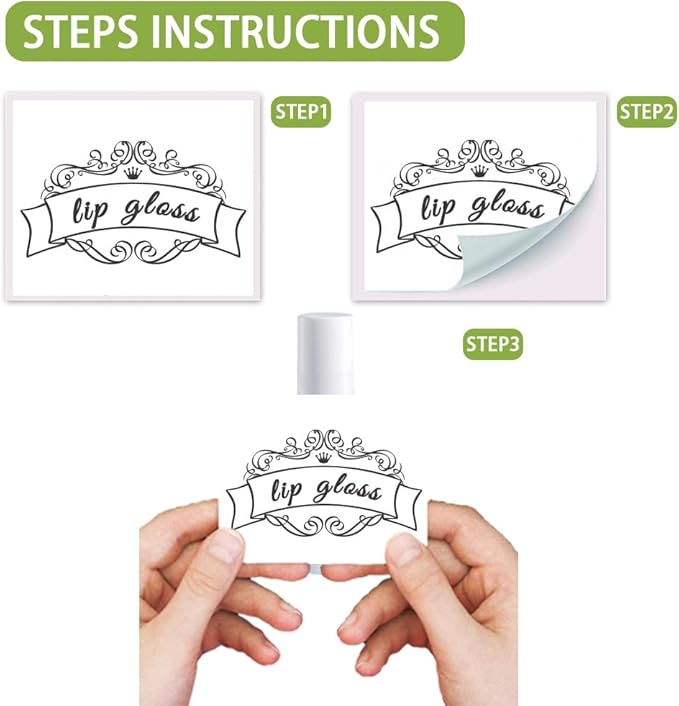 OLYCRAFT 100Pcs Self-Adhesive Lip Balm Tag Stickers 1.7x2.1 inch Vintage Damask Border Waterproof Adhesive Label with Word Lipstick Tag Sticker for Lip Balm Container Tubes Lipstick Wrapping Decor-VivaGrace Women