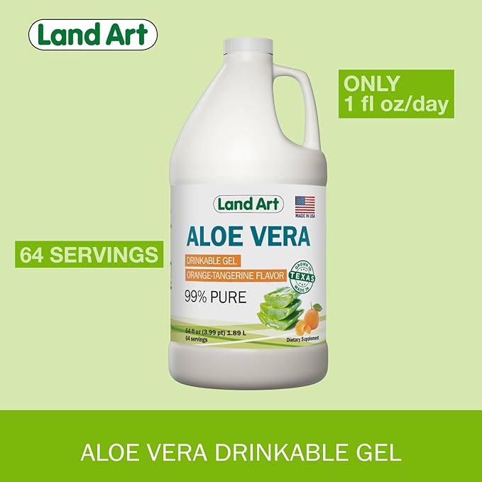 Pure Aloe Vera Drinkable Gel - Orange Tangerine Flavored - Cold-Processed Inner Filet - from Organic Fresh Leaves from Texas - for Heartburn Relief - Acid Reflux - 64 fl oz-VivaGrace Women