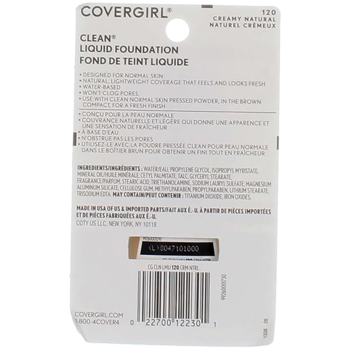 CoverGirl Clean Liquid Foundation, 120 Creamy Natural, 1 Ounce-VivaGrace Women